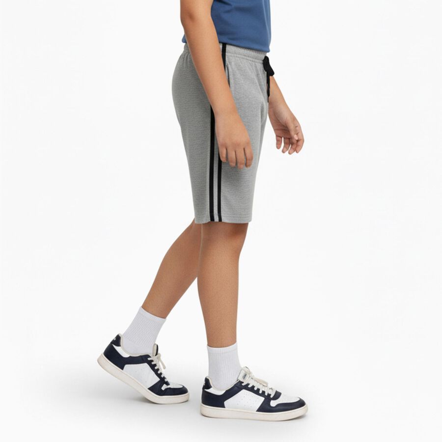 Boys Light Heather Grey Side Striped Bermuda Shorts, Melange Light Grey, large image number null